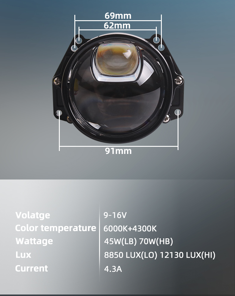 Sanvi aftermarket auto lighting systems 3 inch LK81 car led projector lens headlights 45w 70w 6000k super bright auto light factory from China  