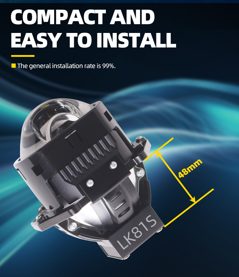 Sanvi aftermarket auto lighting systems universal fitting 3 inch LK81S car led projector lens headlights 45w 70w 6000k super bright auto light factory from China  