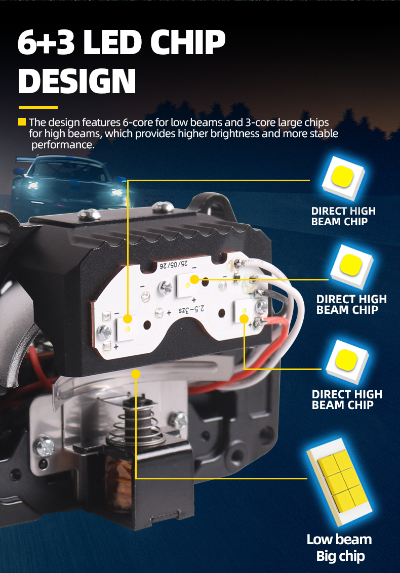 Sanvi aftermarket auto lighting systems universal fitting 3 inch LK83 car led projector lens headlights 3.0 45w 80w 6000k super bright auto light factory from China  