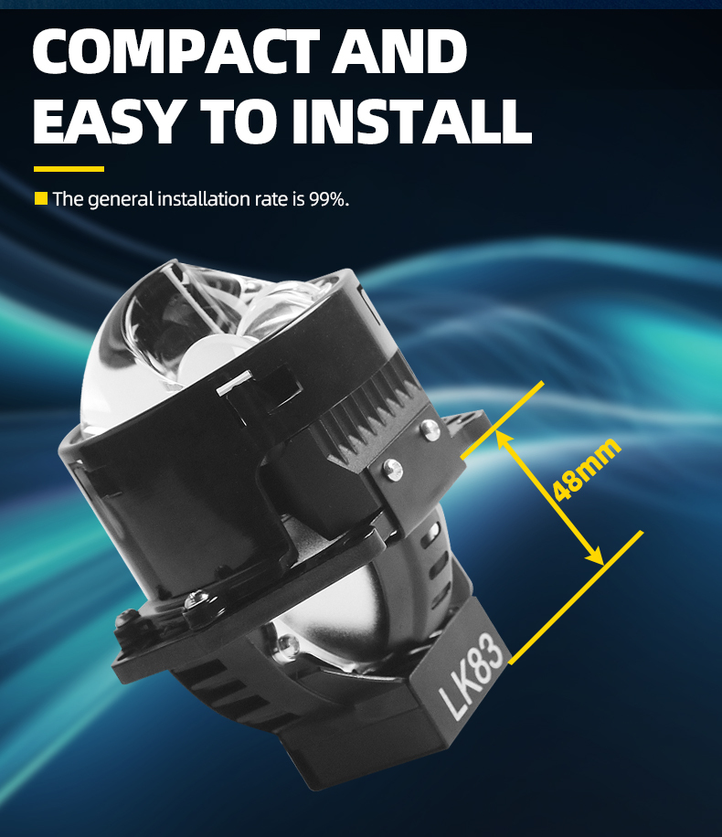 Sanvi aftermarket auto lighting systems universal fitting 3 inch LK83 car led projector lens headlights 3.0 45w 80w 6000k super bright auto light factory from China  