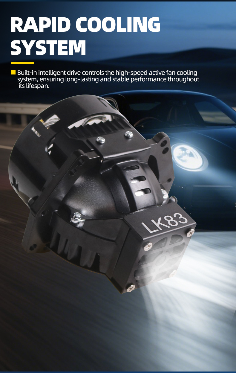 Sanvi aftermarket auto lighting systems universal fitting 3 inch LK83 car led projector lens headlights 3.0 45w 80w 6000k super bright auto light factory from China  