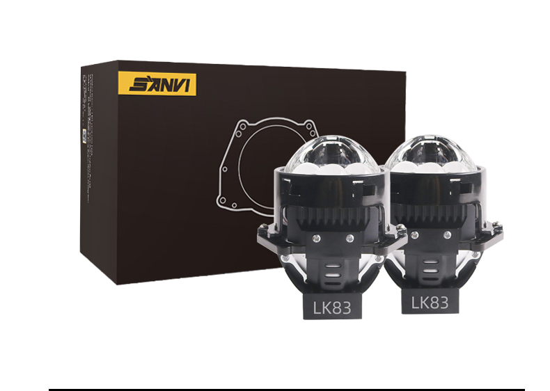Sanvi aftermarket auto lighting systems universal fitting 3 inch LK83 car led projector lens headlights 3.0 45w 80w 6000k super bright auto light factory from China  