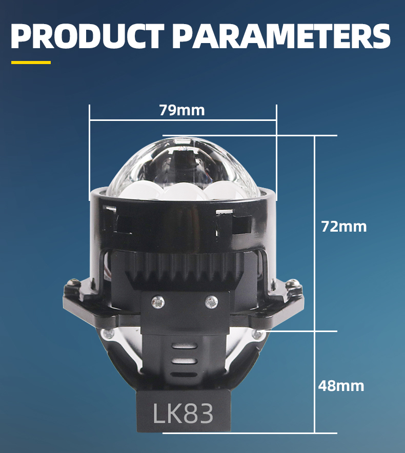 Sanvi aftermarket auto lighting systems universal fitting 3 inch LK83 car led projector lens headlights 3.0 45w 80w 6000k super bright auto light factory from China  