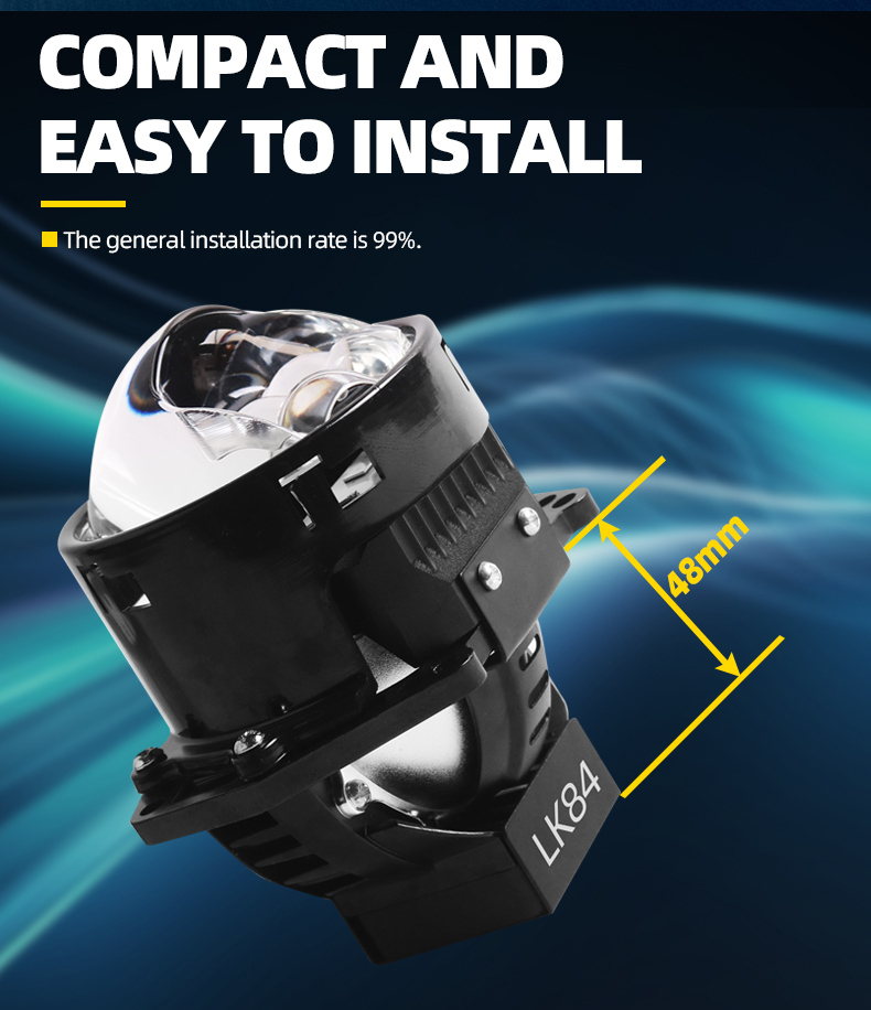 Sanvi aftermarket auto lighting systems universal fitting 3 inch LK84 car led projector lens headlights 3.0 45w 80w 6000k super bright auto light factory from China  