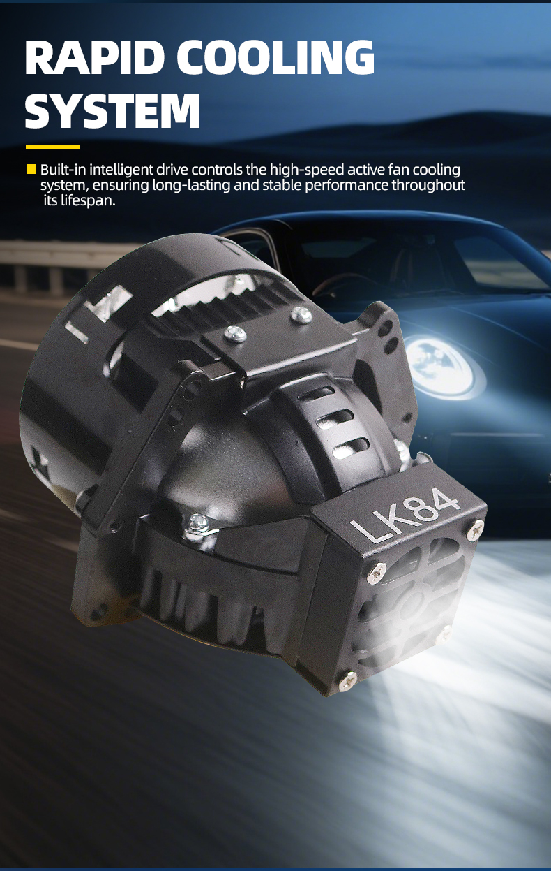 Sanvi aftermarket auto lighting systems universal fitting 3 inch LK84 car led projector lens headlights 3.0 45w 80w 6000k super bright auto light factory from China  