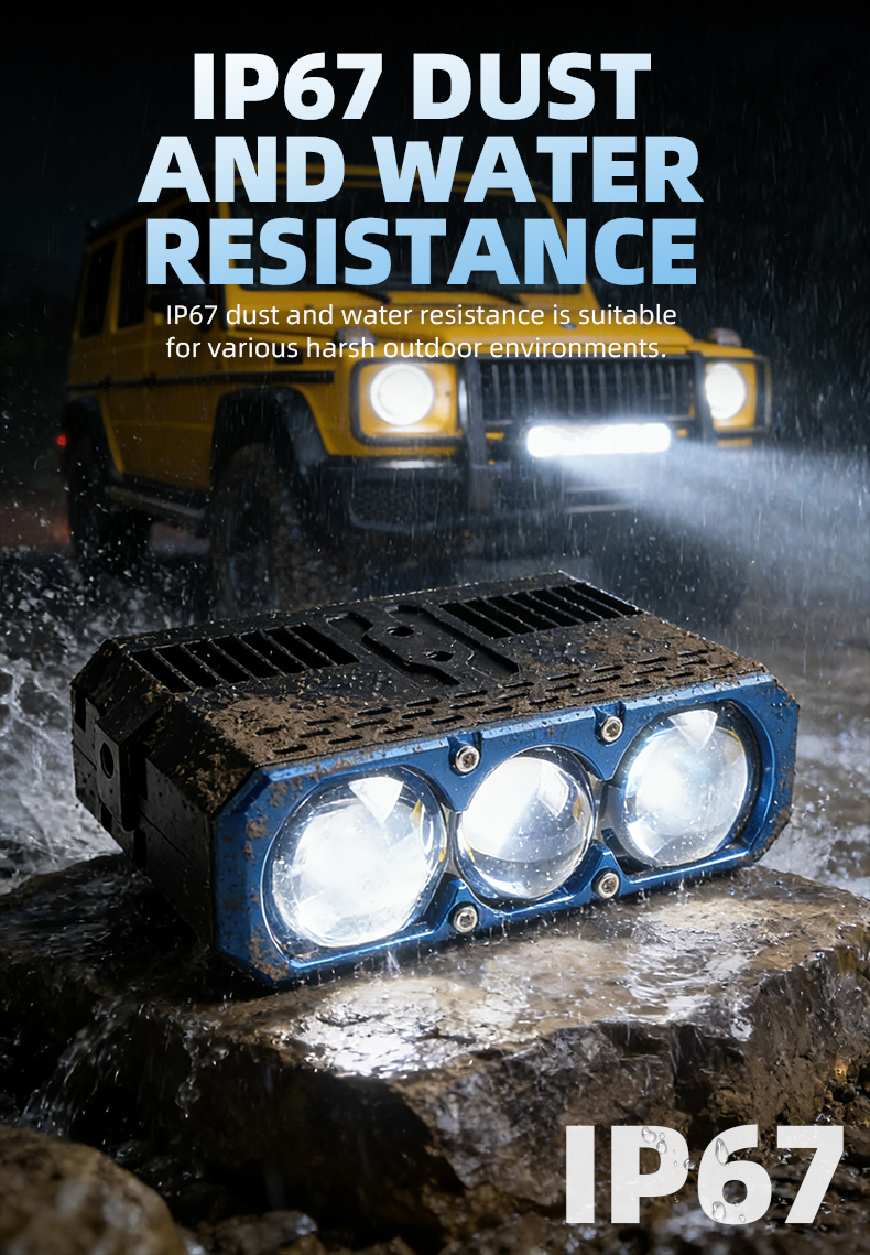 SANVI auto lights new arrival S301 12v 68w to 90w white color 3 pieces led projector lens grille lights driving fog led drl lights  