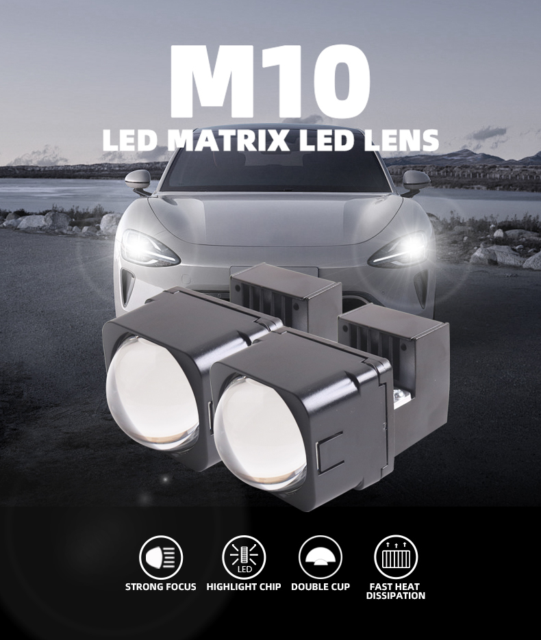 SANVI auto lights new arrival 1.5 inch 40w 43w 6000k universal M10 car motorcycle led projector lens headlight high low beam together upgrading retrofit kits  