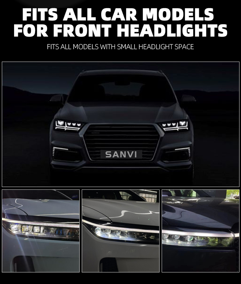 SANVI auto lights new arrival 1.5 inch 40w 43w 6000k universal M10 car motorcycle led projector lens headlight high low beam together upgrading retrofit kits  