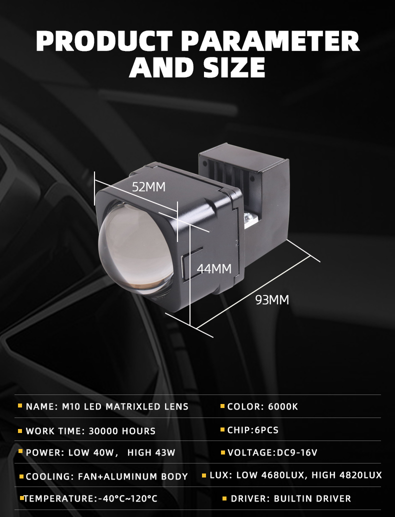 SANVI auto lights new arrival 1.5 inch 40w 43w 6000k universal M10 car motorcycle led projector lens headlight high low beam together upgrading retrofit kits  