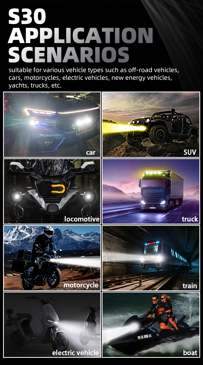 Sanvi Automotive LED Lamps S30 Car Light 60W Low 90W High Beam 6000K White Light - Grille/Head/Fog/Work/Driving Lights  