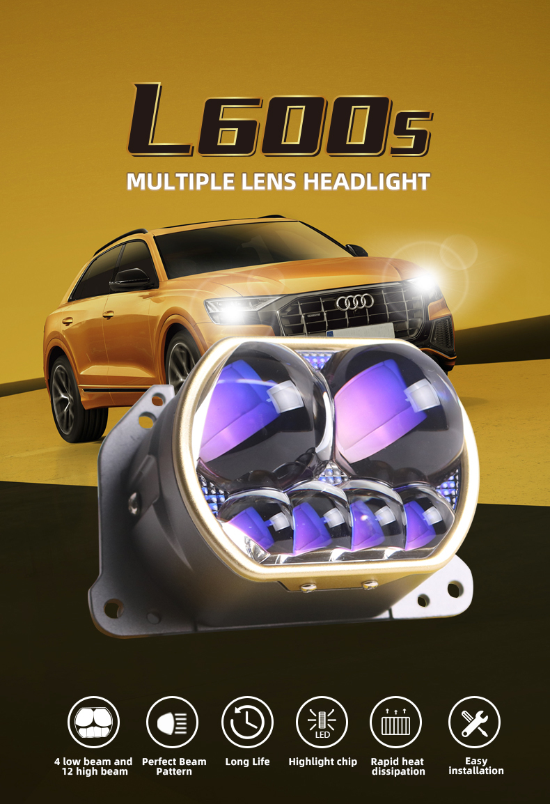 Sanvi auto lighting factory new arrival L600S 63w 6000k 3 inch matrix auto car led projector lens headlight high power super bright aftermarket auto lamps
