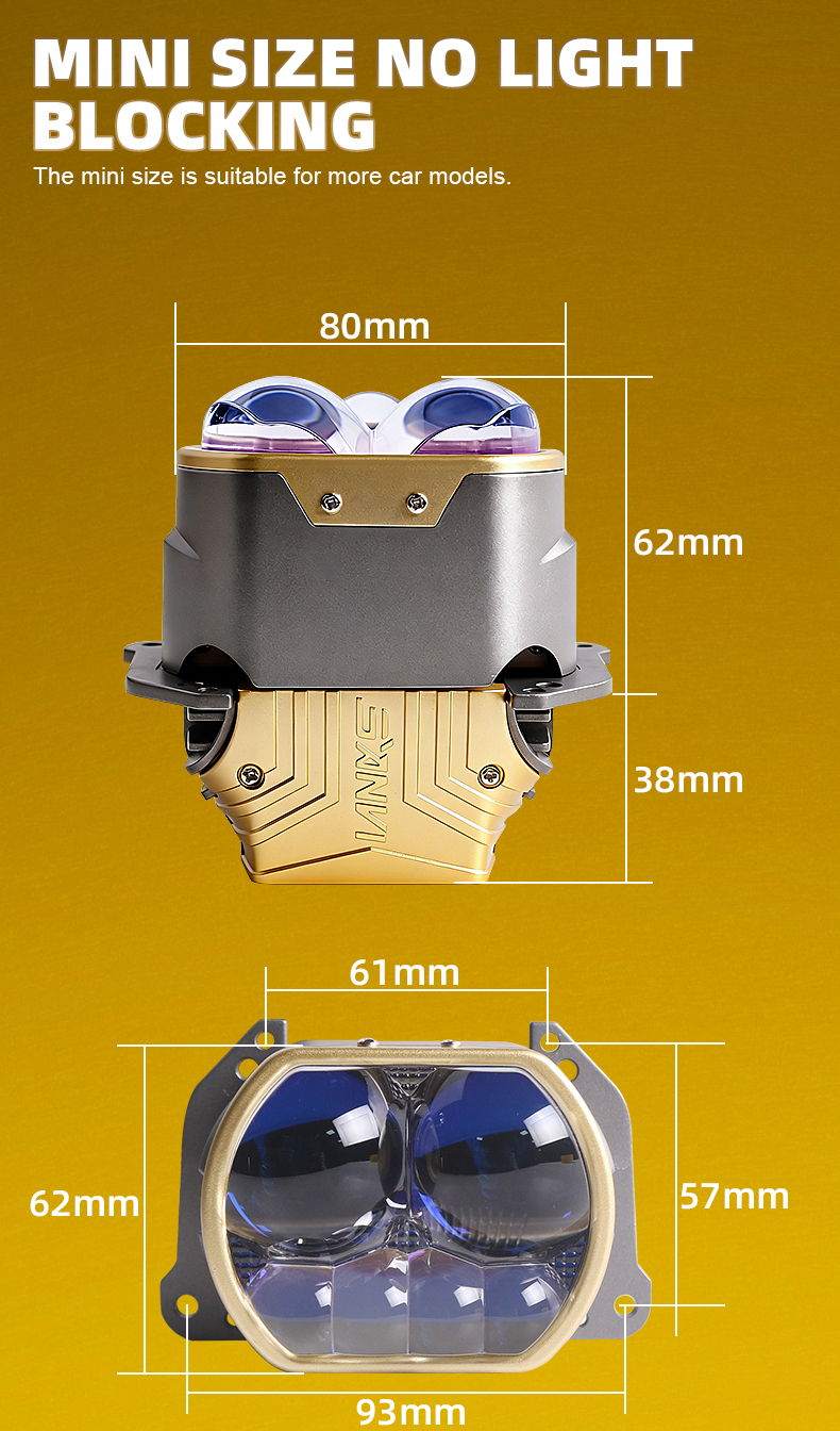 Sanvi auto lighting factory new arrival L600S 63w 6000k 3 inch matrix auto car led projector lens headlight high power super bright aftermarket auto lamps