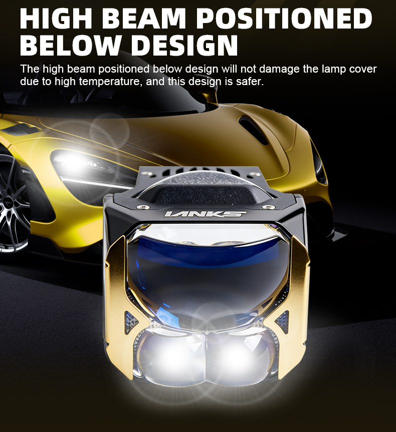 Sanvi auto lighing system new arrival 1.6 inch M3 matrix led projector lens headlight moduel with 2pcs direct high beam lens for car and motorcyce lamps  