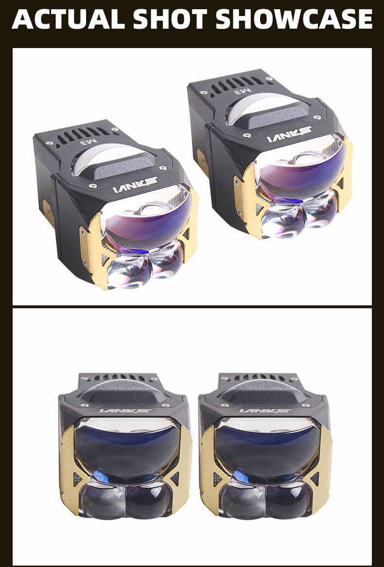 Sanvi auto lighing system new arrival 1.6 inch M3 matrix led projector lens headlight moduel with 2pcs direct high beam lens for car and motorcyce lamps  