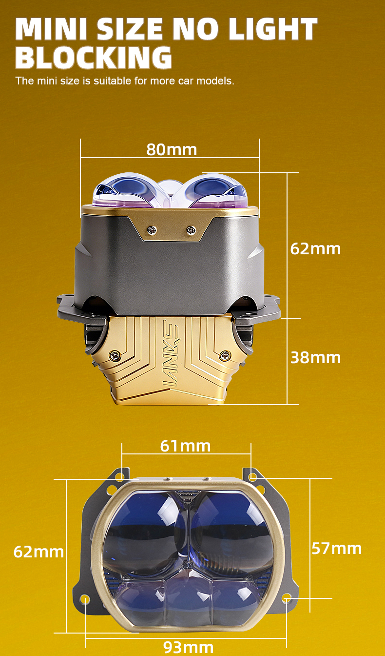 Sanvi auto light wholesale factory oem odam new arrival L500S led projector lens headlight 3.0 universal fitting high power high brightness aftermarket led projector lens headlights  