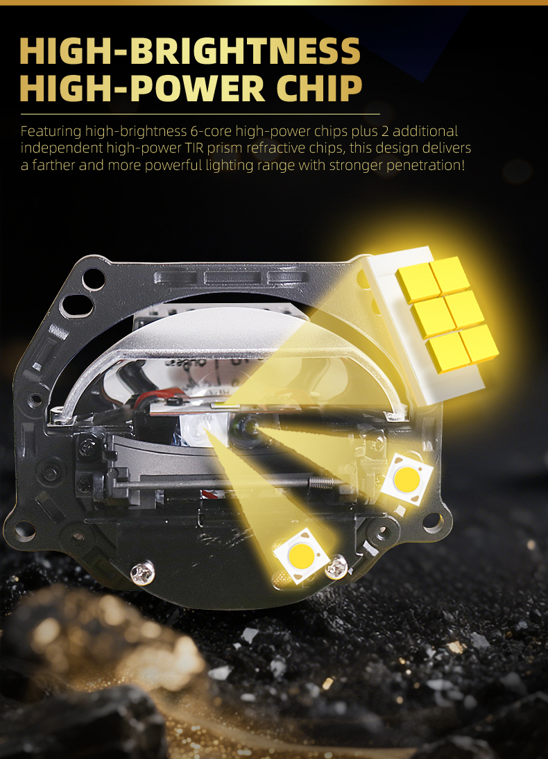 Aftermarket auto lightng systems 3 inch 92w 6000k T2R prism bi led projector lens headlight retrofit conversion kits for car lights  
