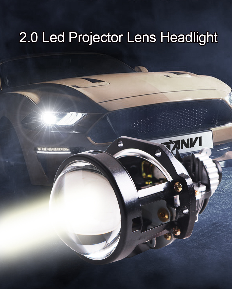 SANVI NEW 1.8/2.0 Car Bi LED Projector Lens Headlight 5500K 35W Auto LED Headlamp Motorcycle Headlight Retrofit Kits  