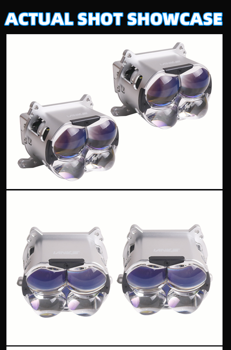 Sanvi official auto lighting factory new arrival 3 inch 72w 6000k super bright matrix C4S silver color led projector lens headlight for car motorcycle headlights upgrading retrofit kits  