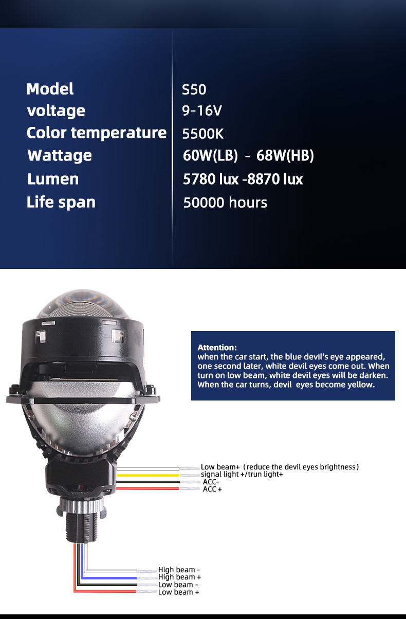 Sanvi official auto lighting factory 3 inch h4 h7 9005 S50 bi led projector lens headlights aftermarket automotive led headlights for car motorcycle headlights  