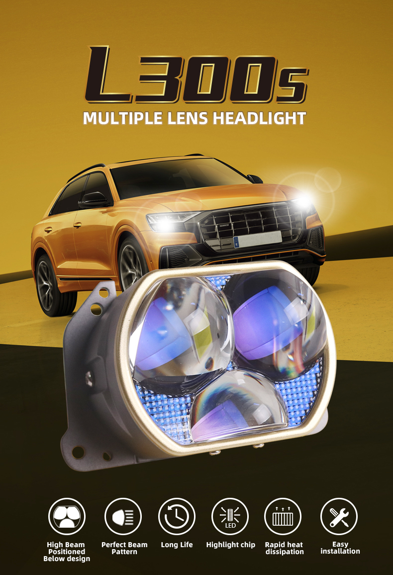 Sanvi aftermarket auto lighting system 42w 55w 6000k 3 inch L300S led projector lens headlights for car motorcycle headlight upgrading retrofit kits  
