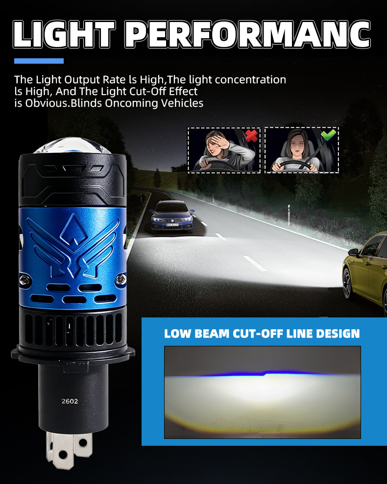 Sanvi auto lighting system 48w 65w 5500k high power H4 mini led projector lens headlight bulbs for car and motorcycle lights  