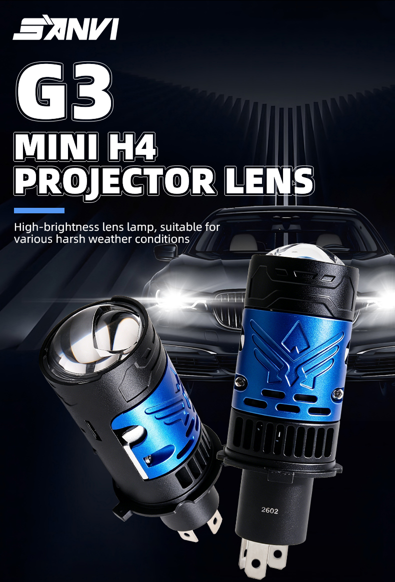Sanvi auto lighting system 48w 65w 5500k high power H4 mini led projector lens headlight bulbs for car and motorcycle lights  