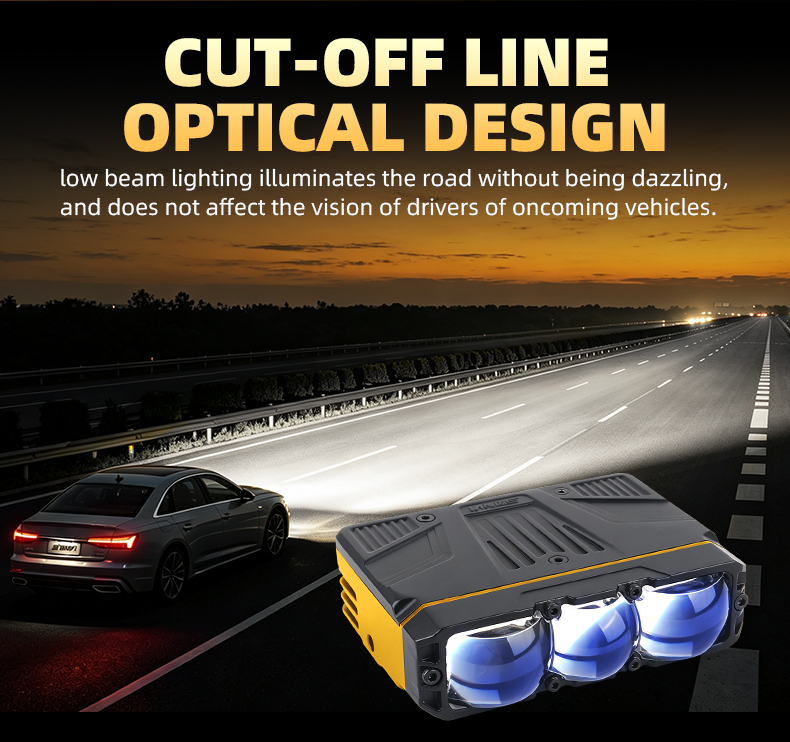 SANVI W9 Optical Grille Light 12‑LED Chip Dual Solenoid Beam Switching 3‑Lens LED Auxiliary Driving Light 5500K 9‑16V Super Bright Off‑Road Spot Light