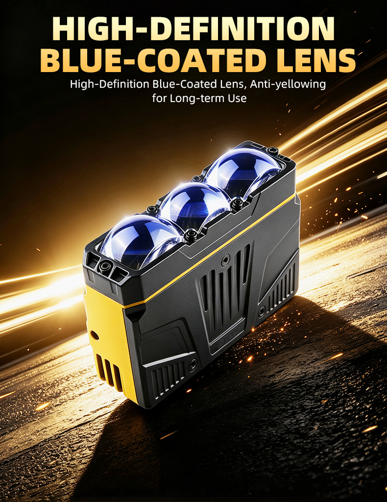 SANVI W9 Optical Grille Light 12‑LED Chip Dual Solenoid Beam Switching 3‑Lens LED Auxiliary Driving Light 5500K 9‑16V Super Bright Off‑Road Spot Light