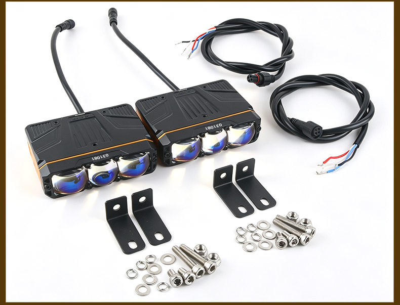 SANVI W9 Optical Grille Light 12‑LED Chip Dual Solenoid Beam Switching 3‑Lens LED Auxiliary Driving Light 5500K 9‑16V Super Bright Off‑Road Spot Light