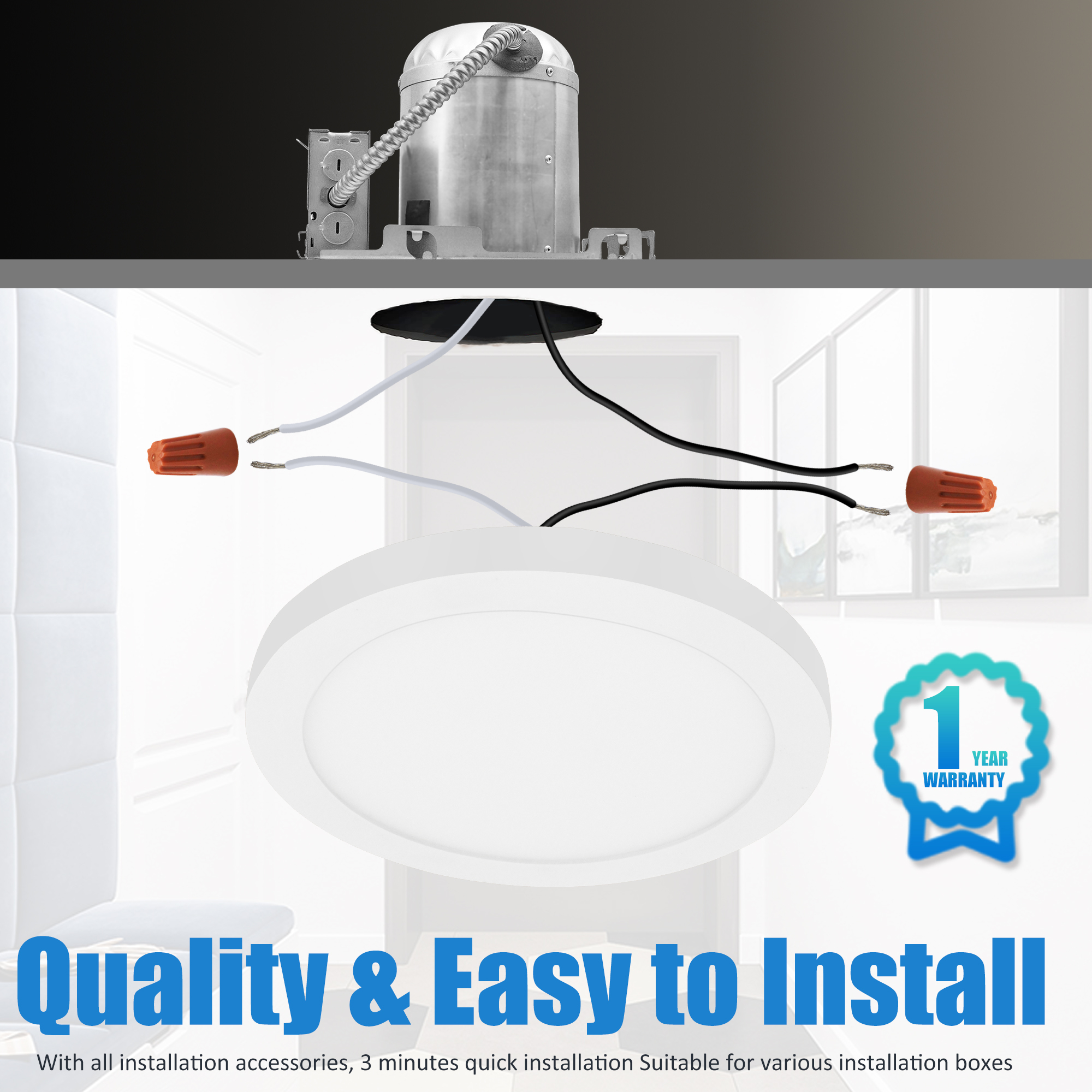 MingBright 5/ 7.5Inch Flush Mount LED Ceiling Light Fixture, 3 Colors  Switchable by Build-in Toggle Switch, Edge-Lit Slim LED Panel Light, for  Bathroom, Kitchen, Closet Room, Hallway, image size:2000x2000