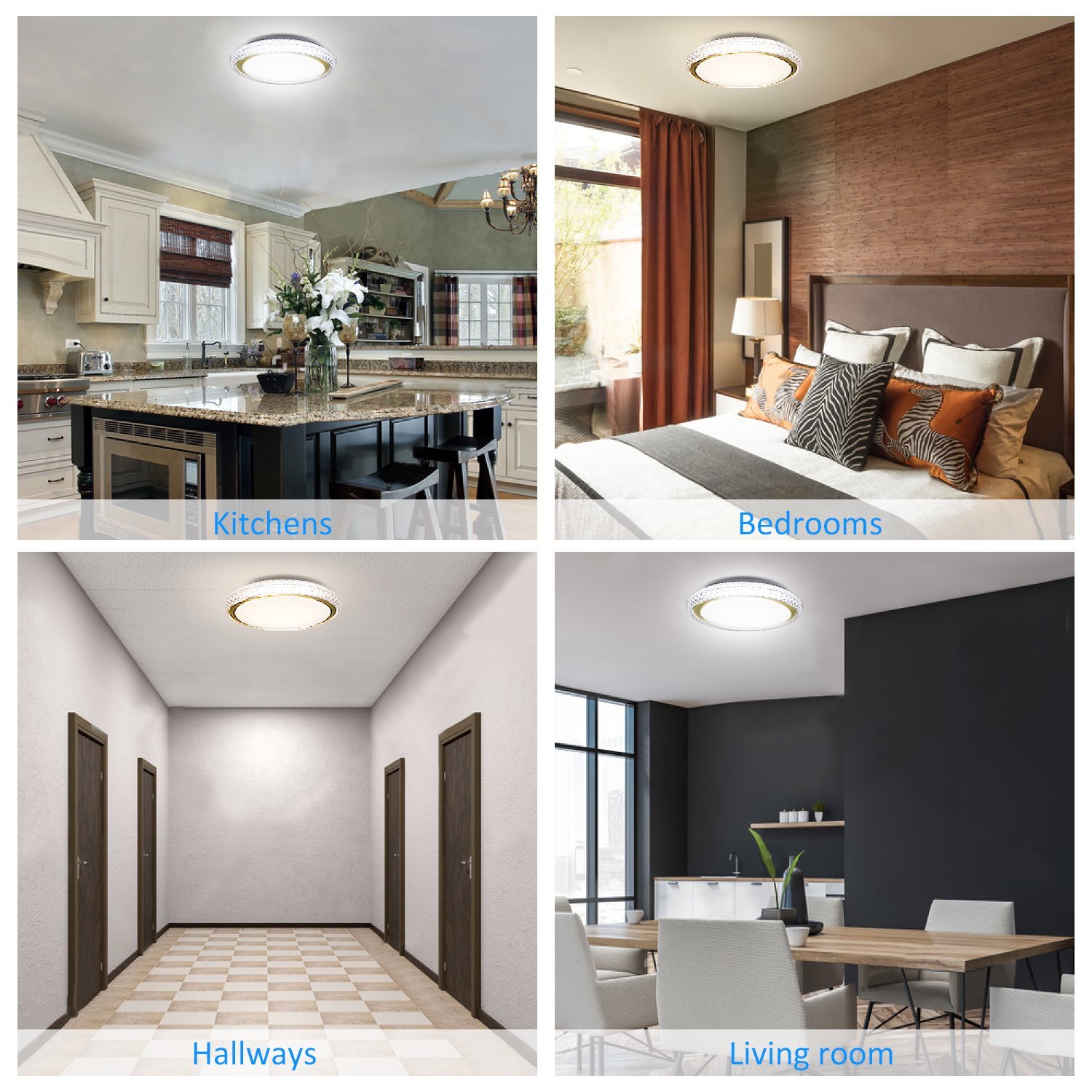 MingBright Flush Mount LED Ceiling Light Fixture, 16.1inch 24W Ceiling Lamp,  3000K/4000K/5000K, cETL Certified For Kitchen, Hallway, Bedroom, image size:1500x1500