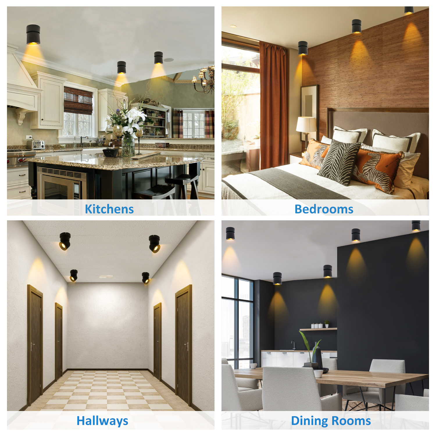 MingBright 2 Packs Matte Black LED Ceiling Spotlight Fixture, Rotatable  Dimmable Wall Spot Lamp, For Room Supermarket,Coffee Shop, image size:1500x1500