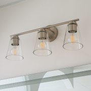 3-light Vanity Light With Clear Bubble Glass Shades, Brushed Nickel Finish, E26 Socket, Cetl Listed For Bathroom, Bedroom, Vanity