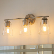 3-light Vanity Light With Clear Bubble Glass Shades, Brushed Nickel Finish, E26 Socket, Cetl Listed For Bathroom, Bedroom, Vanity