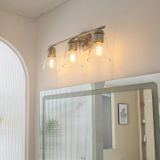 3-light Vanity Light With Clear Bubble Glass Shades, Brushed Nickel Finish, E26 Socket, Cetl Listed For Bathroom, Bedroom, Vanity