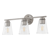 3-light Vanity Light With Clear Bubble Glass Shades, Brushed Nickel Finish, E26 Socket, Cetl Listed For Bathroom, Bedroom, Vanity