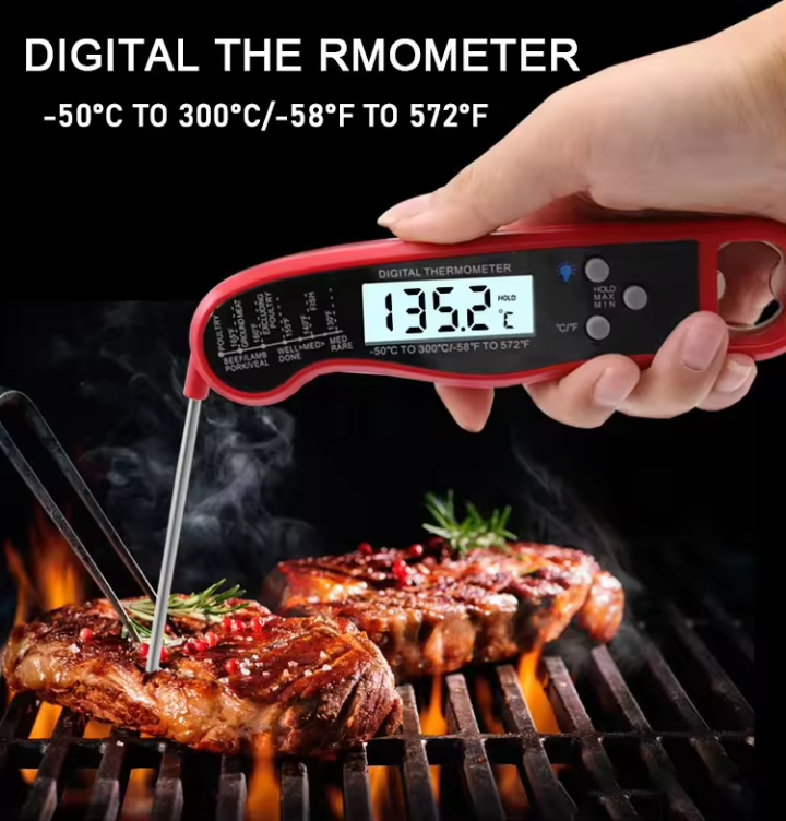 Digital Instant Read Meat Thermometer Waterproof Kitchen Food Cooking Thermometer with Backlight LCD for BBQ Grilling Smoker