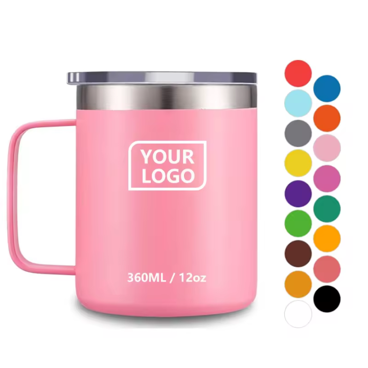Custom 12oz blank 304 stainless steel coffee mug travel tumbler thermal bottle cup with lid