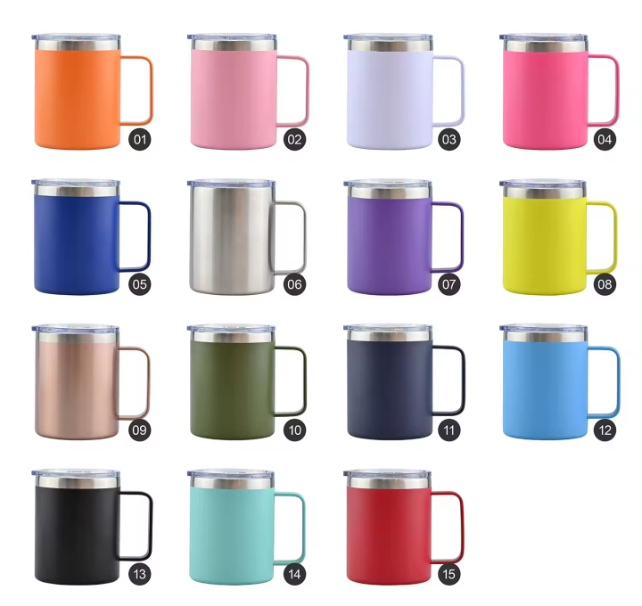 Custom 12oz blank 304 stainless steel coffee mug travel tumbler thermal bottle cup with lid