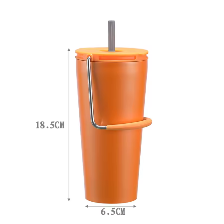 Portable Travel Metal Steel Powder Coating 20Oz Coffee Tumbler With Lid And Stainless Steel Straw Bpa Free