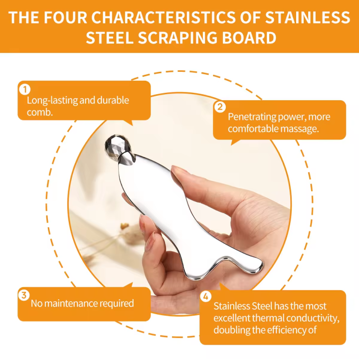 Eye Massage Roller Fish Scraping Muscle Gua Sha Stainless Steel Guasha Board