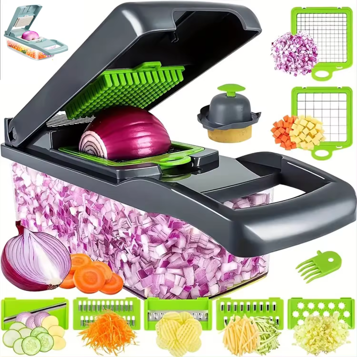 Factory wholesale Kitchen Accessories 14 in 1 Food Cutter Veggie Onion Chopper Slicer Multifunctional Vegetable Cutter