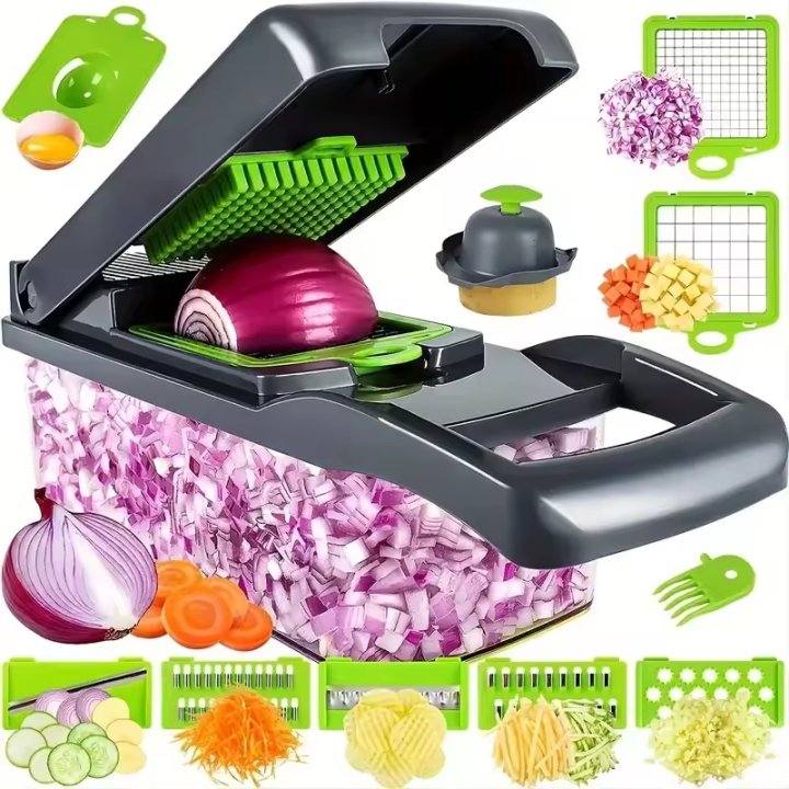 Factory wholesale Kitchen Accessories 14 in 1 Food Cutter Veggie Onion Chopper Slicer Multifunctional Vegetable Cutter