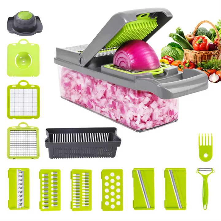 Factory wholesale Kitchen Accessories 14 in 1 Food Cutter Veggie Onion Chopper Slicer Multifunctional Vegetable Cutter