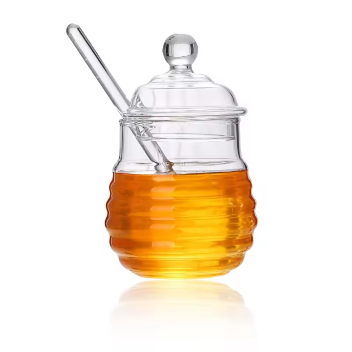 Kitchen supplies borosilicate glass spoon 280ml Little bee glass jar honey