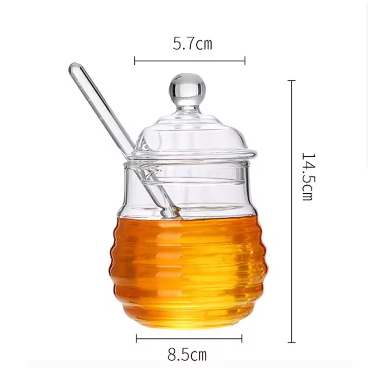 Kitchen supplies borosilicate glass spoon 280ml Little bee glass jar honey