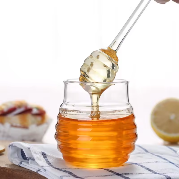 Kitchen supplies borosilicate glass spoon 280ml Little bee glass jar honey