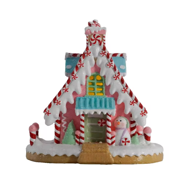 Wholesale Christmas gingerbread house candy village Christmas decor lighted gingerbread christmas decorations