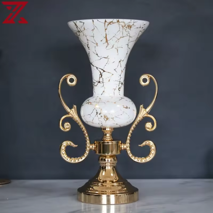 hot selling glass interior decoration white gold decal home accessories decoration candle holder fruit bowl set