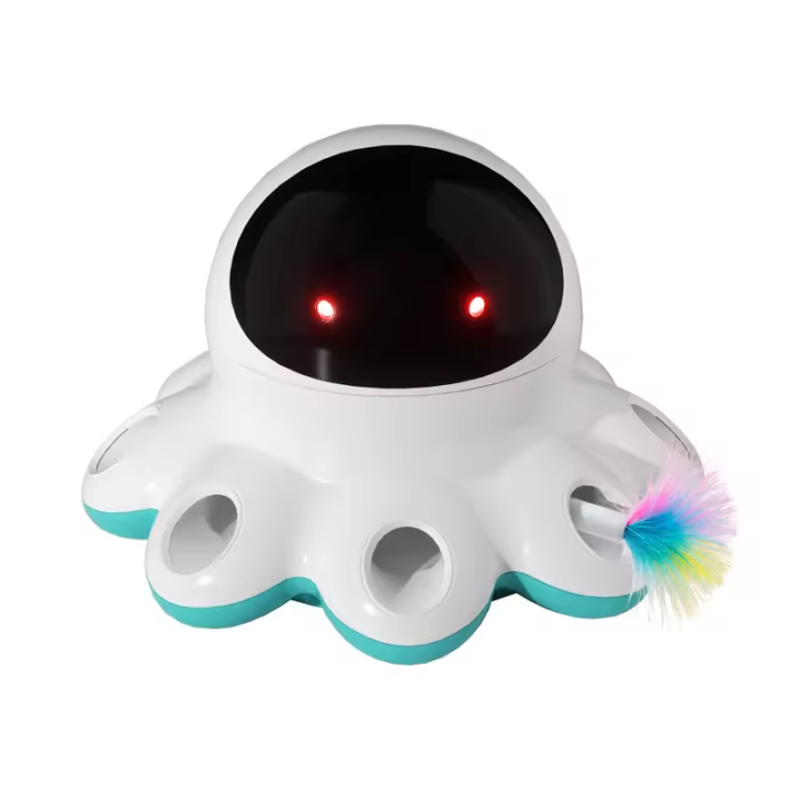 Automatic Laser Pointer Cat Toy 8 Holes Mice Whack A Mole Moving Feather Kitten Laser Toy for Indoor Cats Interactive Cats Toys